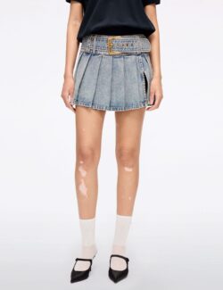Denim Mini Skirt with Belt