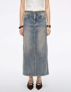 Slit Denim Maxi Skirt