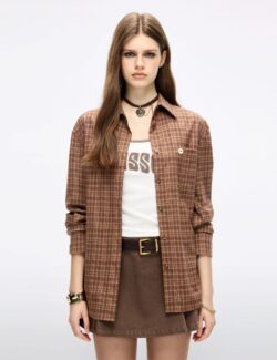 Lip Print Plaid Shirt