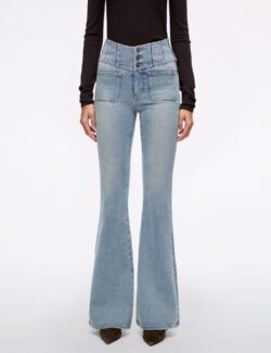 High Waisted Flared Jeans-GLENDA PLUS 5