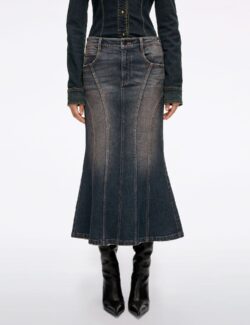 Distressed Mermaid Denim Skirt