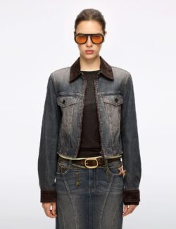Patchwork Leather Denim Jacket