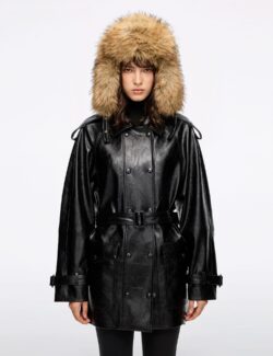 Faux Leather Jacket With Belt