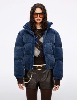 Corduroy Denim Puffer Jacket