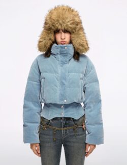 Patchwork Denim Puffer Jacket